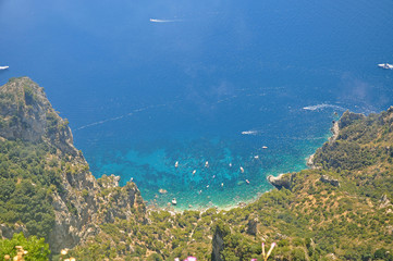 The view from the highest point of the island of Capri the Blue lagoon