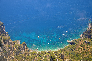 The view from the highest point of the island of Capri the Blue lagoon