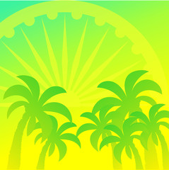 Fototapeta na wymiar Ashoka wheel and palm trees banner