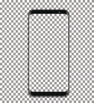 black phone vector with transparent screen on transparent background