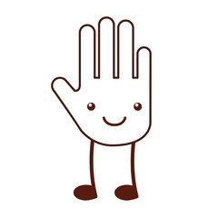 hand human stop kawaii character vector illustration design