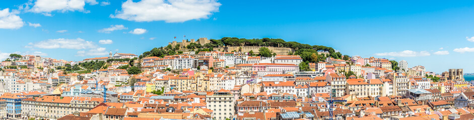 Fototapeta na wymiar Panoramic view at the Alfama district from Santa Justa in Lisbon ,Portugal