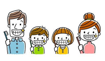 家族：歯磨き、歯がきれい
