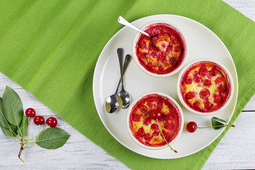 delicious sour Cherry clafoutis on table