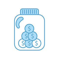 mason jar bottle with coins vector illustration design