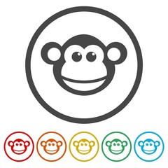 Monkey face icons set - vector Illustration 