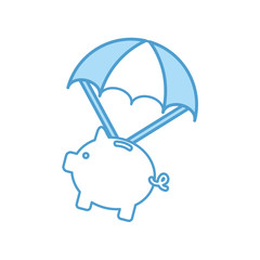 piggy savings with parachute vector illustration design
