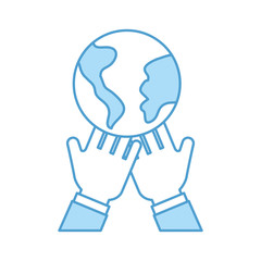 hands human with world planet earth icon vector illustration design