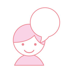 cute little boy with speech bubble vector illustration design