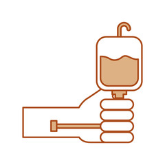 hand human with blood bag donation icon vector illustration design