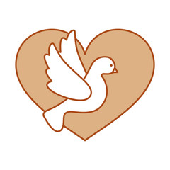 heart with cute dove flying icon vector illustration design