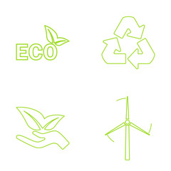 Green eco icons set. Vector illustration