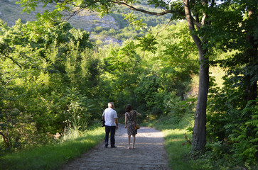 Fototapeta premium A couple of adults walking in summer