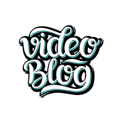 Hand drawn Logo video blog on white background - "video blog».