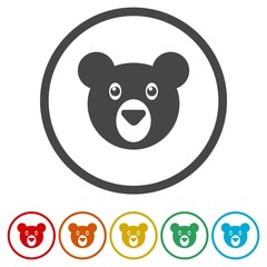 Bear head icons set - vector Illustration 