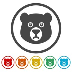 Bear head icons set - vector Illustration 