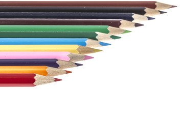 colorful crayons on white