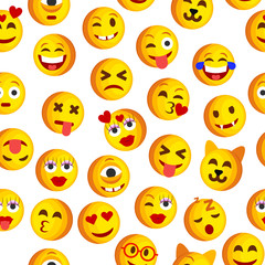 Emoji Seamless Pattern on a White Background