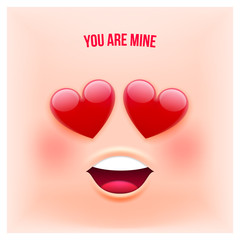Vector Emoji Style Card with Text Your Are Mine