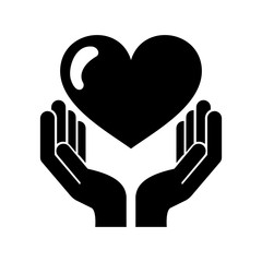 hand human with heart love vector illustration design