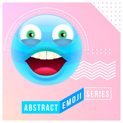 Abstract Cute Happy Cheerful Emoji with Big Eyes