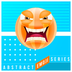 Abstract Cute Angry Emoji with Big Eyes