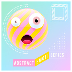 Abstract Surprised Emoji with Different Eyes