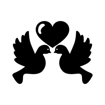 heart with cute dove flying icon vector illustration design