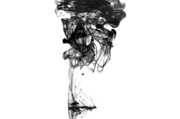 Cloud of black ink in water isolated.