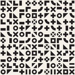 Vector random shapes seamless pattern. Modern stylish irregular texture. Repeating tiles with geometric minimalistic elements.