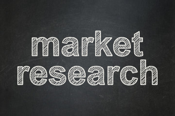Advertising concept: Market Research on chalkboard background