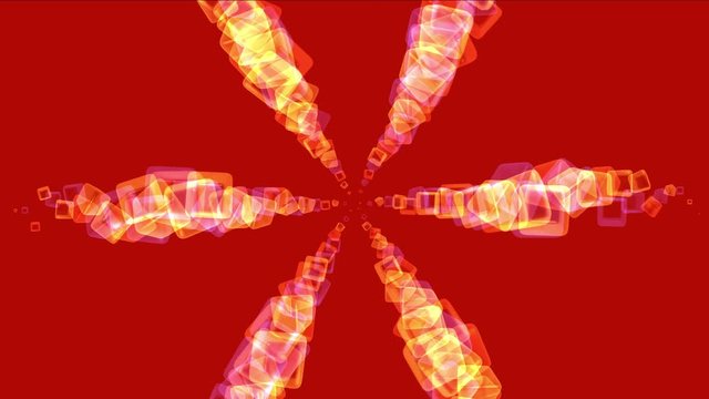4k Abstract flying glass boxes background,flame lighters fireworks particle,smelting melting precious stones,geometric explosion flower backdrop.