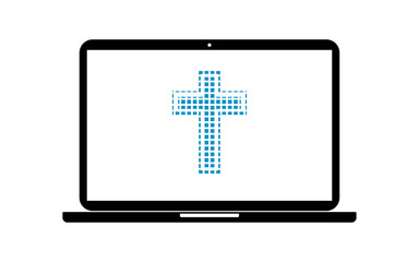 Obraz premium Pixel Icon Laptop - Kreuz Religion
