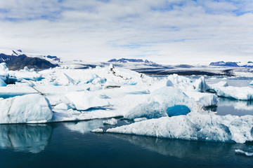 Fototapeta na wymiar View of icebergs in glacier lagoon, Iceland.