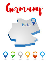 Germany outline map, Berlin, vector illustration
