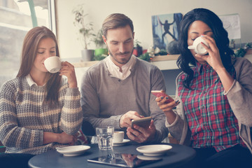Business people. Business people on break after work.