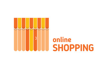 Storefront with awning icon. Isolated on white background. Online shopping concept