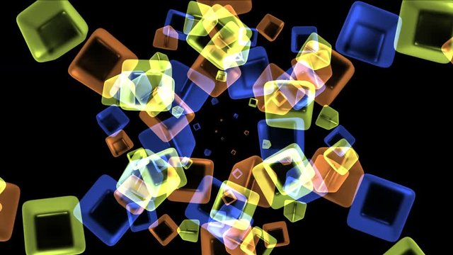 4k Abstract flying glass boxes background,flame lighters fireworks particle,smelting melting precious stones,geometric explosion flower backdrop.