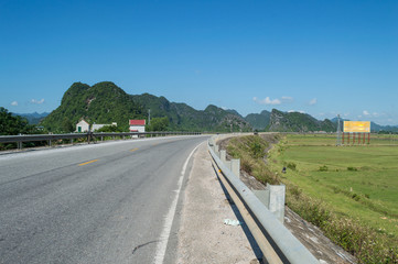 Road and Limestone Formations Dong Hoi, Vietnam