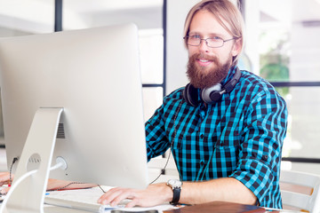 Young man working in office