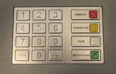PIN-Pad eines Geldautomaten