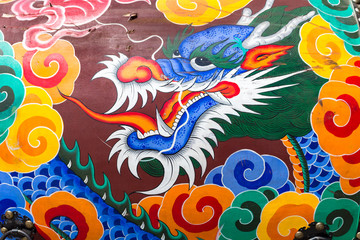 Fototapeta na wymiar A Asian dragon with intense color