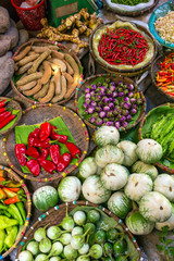Various of vegetables at the market in Cambodia