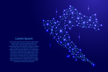 Naklejka premium Croatia map of polygonal mosaic lines network, rays and space stars of vector illustration.