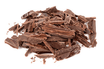 Dark chocolate on a white background