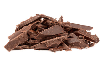 Dark chocolate on a white background