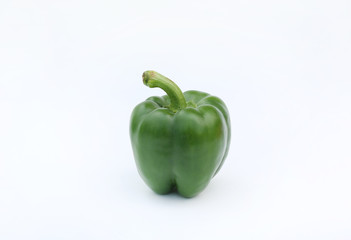 Green Bell pepper isolated on white background.