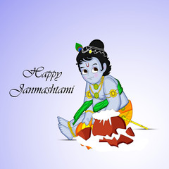 illustration of hindu festival Janmashtami background. Janmashtami is a Hindu festival Celebrate on the occasion of birth of Hindu god Krishna