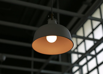 Modern electric lamps hanging on the ceiling.