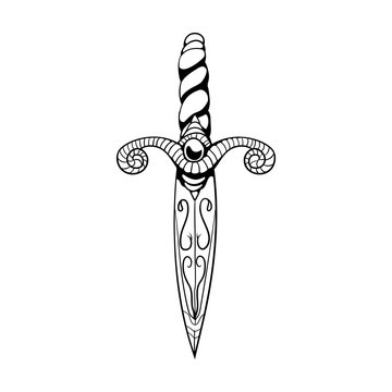 Dagger Flowers Tattoo Design – Floral Dagger – Coyote Tattoo Designs
